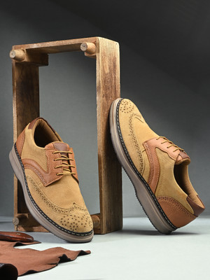 EEGO ITALY Sneakers Brogues For Men(Beige , 7)