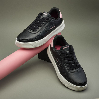 CAMPUS OGL-09 Casual Shoes for Women | Extra-Cushioned Memory Insole | Trendy Lace-Up Sneakers For Women(Black , 8)