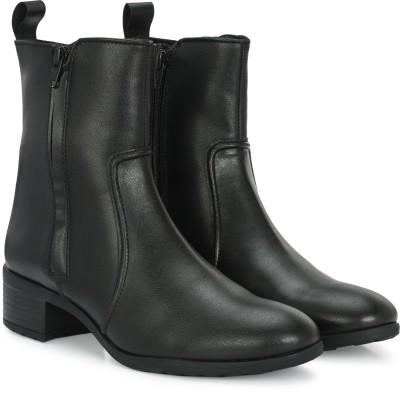 Delize mid heel ankle Boots For Women(Black)