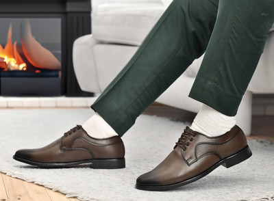rosso bruno Men's Brown Formal Derby Shoes Derby For Men(Brown , 7)