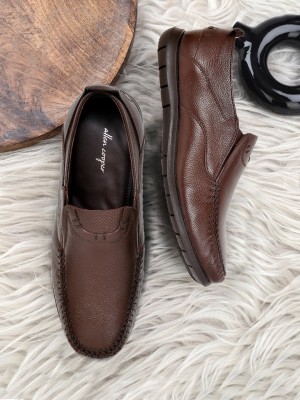 Allen Cooper Genuine Premium Leather Luxury Business Formals Slip On For Men(Brown)