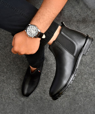 Zixer Casual Synthetic Leather Ankle Formal Shoes For Men High Top Formal Chelsea Boots For Men(Black , 6)