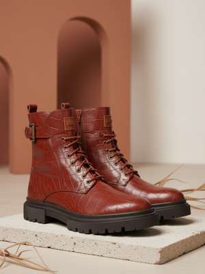 Ezok 2712 Lightweight Comfort Genuine Leather Soft Summer Trendy Premium Stylish Boots For Men(Tan , 8)