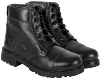 BRONIKA Genuine Leather Military NCC Army Boots For Men(Black , 7)