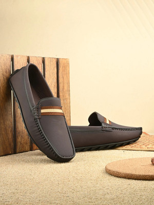 Roadster Premium Stitched Detailing Flexible Loafers For Men(Brown , 9)