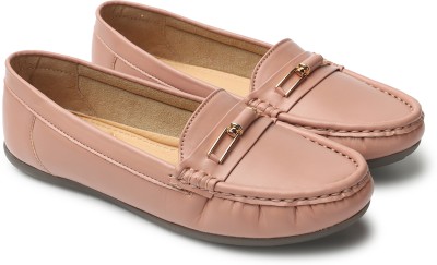BELLA TOES Synthetic Leather Loafer Shoes Comfortable Buckle Loafer for Womens & Girls Loafers For Women(Pink)