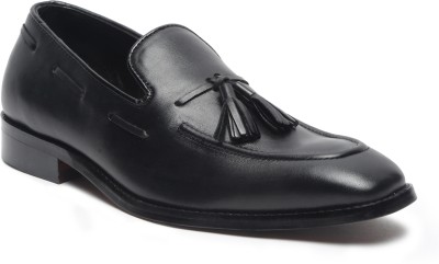 LOUIS STITCH Black Premium Italian Leather Moccasin Tassel Loafer Shoes For Men Loafers For Men(Black)