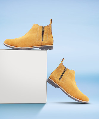 bacca bucci Chelsea High End Urban Fashion BREWSTER Boots Genuine Smooth Leather Suede Boots For Men(Tan , 10)