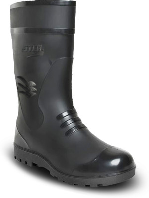Elecant PVC 12-inch Industrial Gumboots, Non-Metallic Toe, Oil, Water and Acid Resistant Boots For Men(Black , 6)