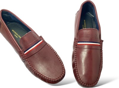 micheal feraas Premium Leather Loafers For Men(Maroon , 8)