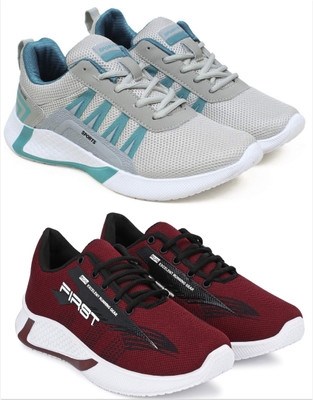 Free Kicks Combo Of 2 Shoes FK-447 & FK-565 Sneakers For Men(Maroon , 10)