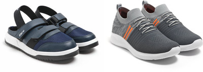 Face Stylish Sports Shoes for Men – Ideal for Running, Gym & Training Sneakers For Men(Grey, Orange, Navy , 9)