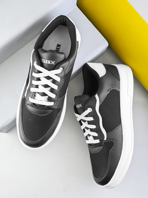 KILLER Round Toe Non Leather Comfortable Laceup Colorblocked Trendy Casual Sneakers Sneakers For Men(Black , 6)