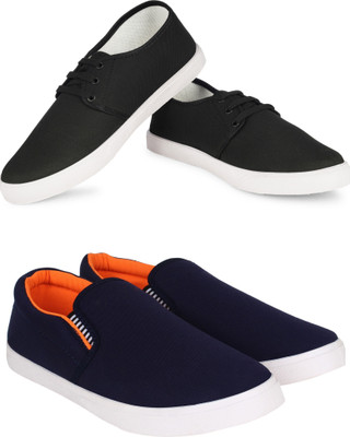 Free Kicks Combo Of 2 Shoes SW-201 & SW-Fitman Sneakers For Men(Blue, Orange , 6)