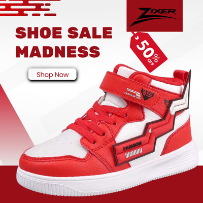 Zixer Casual High Top Shoes For Men High Ankle Boy's Sneakers Fashion Trending Bikers Casuals For Men(Red , 7)