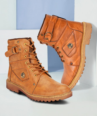 STREETLOOK FIGHTER BOOTS LACE UP FOR MEN'S & BOY'S Boots For Men(Beige , 8)