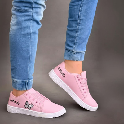 BOKZZON ladies shoes new model sneakers stylish shoes for women footwear trendy Sneakers For Women(Pink, White , 6)