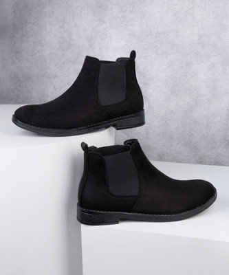 SNEAKLAB Chalsea Suede_Black Outdoor,Trendy,Lightweight,Chalsea boots Boots For Men(Black, Black , 10)