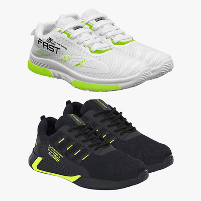 BRUTON Combo Pack Of 2 Trendy & Stylish Casual Shoes Sneakers For Men(White, Black , 9)