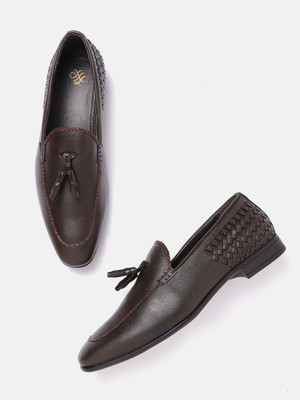 House of Pataudi House of Pataudi Men Coffee Brown Handcrafted Leather Formal Slip-Ons For Men(Brown , 10)