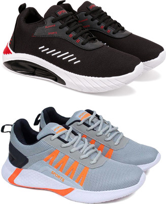 World Wear Footwear Men's Casual Sports Shoes | Anti-Slip | Modern Design | All-Day Comfort Casuals For Men(Black, Grey , 6)