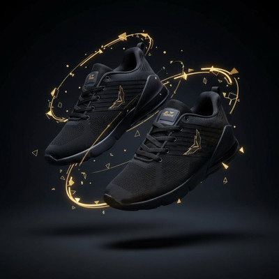 Footox Trendy Sports Running Shoes For Men(Black , 10)