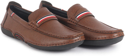 FAUSTO Stitched Stripe Design Classic Slip-Ons Loafer|Flexible Slip Resistant Sole Loafers For Men(Tan , 10)