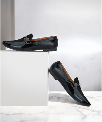 house of common Red lions Men's Formal Pu Leather Loafer Loafers For Men(Black , 9)