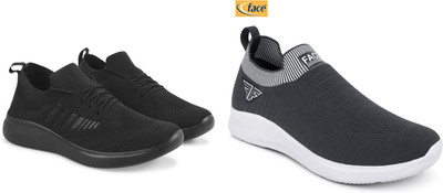 Face Stylish Sports Shoes for Men – Ideal for Running, Gym & Training Sneakers For Men(Black, Grey , 6)