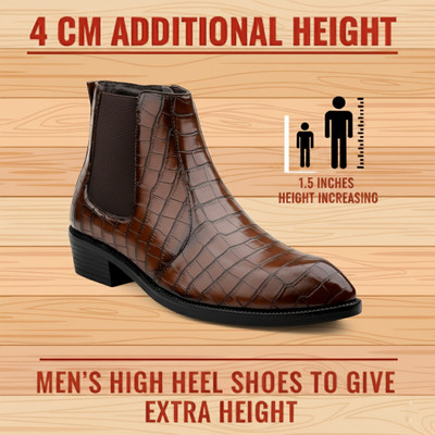 BXXY Men's 1.5 Inch Heel Height Brown Casual Formal Chelsea Boot And Dress Boot Corporate Casuals For Men(Brown , 6)