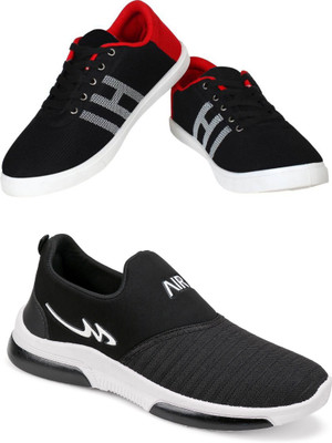 Free Kicks Combo Of 2 Shoes FK-MCW-145 & FK-Mexico Sneakers For Men(Black , 8)
