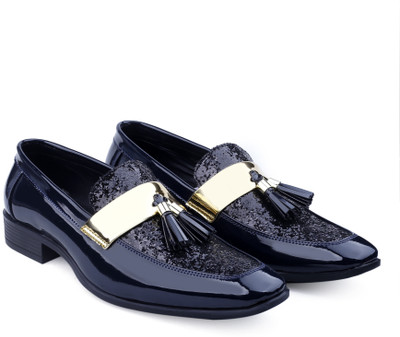 YUVRATO BAXI Men's Blue Party Wear Formal and Semi Formal Slip-on Shoes For All Seasons Slip On For Men(Blue , 9)