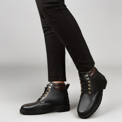 ERIX Ankle Mid-Top Hiking Casual Outdoor Lightweight/traking/winter/biker/stylish Boots For Men(Black, Blue , 8)