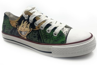 Dee Design Women's Luffy Lace-up Anime Casual Canvas Shoes For Men(Green , 6)