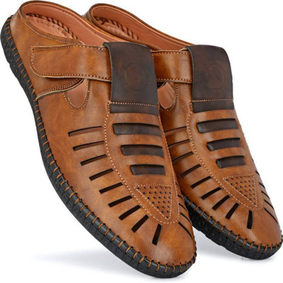 Men's Avenue Men's Tan Half Back open Slip On Formal Shoes For Mens (Tan) Loafers For Men(Tan , 7)