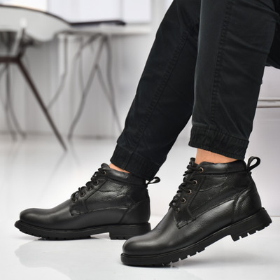 BARBATO Men's Genuine Leather (NDM Leather) Handmade Lace-up Formal Boots Lace Up For Men(Black , 9)