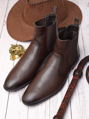 LOUIS STITCH Handmade Brunette Brown Chelsea Boots for Riding Biking for Men - RGCL - UK 10 Boots For Men(Brown , 10)