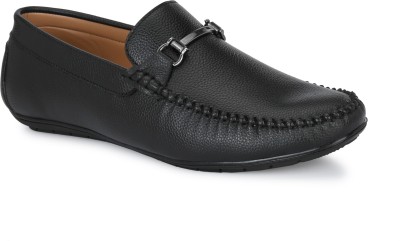 CARLO ROMANO Synthetic Leather Saddle Loafers For Men(Black)