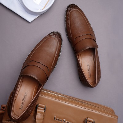 LOUIS STITCH Tan Formal Slipon Mocassin Shoes for Men (RGMCSQ) - UK 8 Mocassin For Men(Tan)