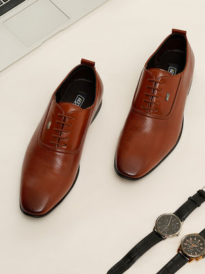 iD Lace-Up Oxford Formal Shoes Lace Up For Men(Tan , 8)