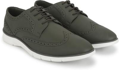 yoho YOHO Brogue Shoes for Men | Comfortable Cushioned and Stylish Formal Shoes Sneakers For Men(Olive , 8)