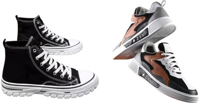 ANJRS Sports Running Shoes | Casual Sneakers for Daily Wear Casuals For Men(Black, Brown , 10)