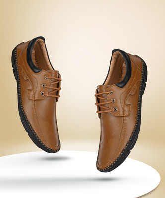 MACTREE Lace Up For Men(Tan , 8)