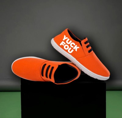 KANEGGYE Canvas Shoes For Men(Orange , 8)