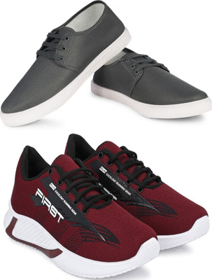 Free Kicks Combo Of 2 Shoes FK-565 & FK-201 Sneakers For Men(Grey , 7)