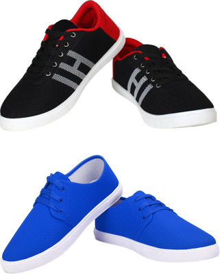 Free Kicks Combo Of 2 Shoes FK-MCW-145 & FK-201 Sneakers For Men(Blue , 10)