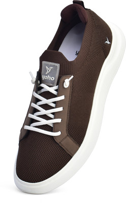 yoho Yoho Trip Sneakers for Men | Stylish Casual Shoes | Comfortable and Stretchable Sneakers For Men(Brown , 8)