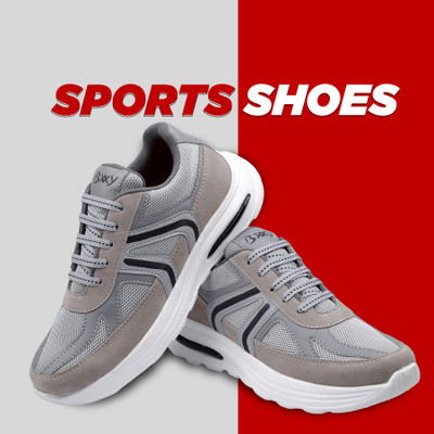 YUVRATO BAXI Grey Trendy Casual Sports Running Laceup, Athleisure Light Weight Outdoor Shoes Corporate Casuals For Men(Grey , 8)