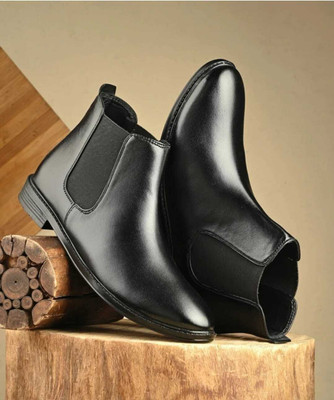 T-ROCK Synthetic Leather Lightweight Comfortable Trendy Walking Slip On Chelsea Boots Boots For Men(Black , 8)