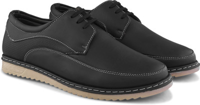 Roadster Men solid casual leatherette lace up lightweight memory foam|sneakers shoes Boat Shoes For Men(Black , 8)